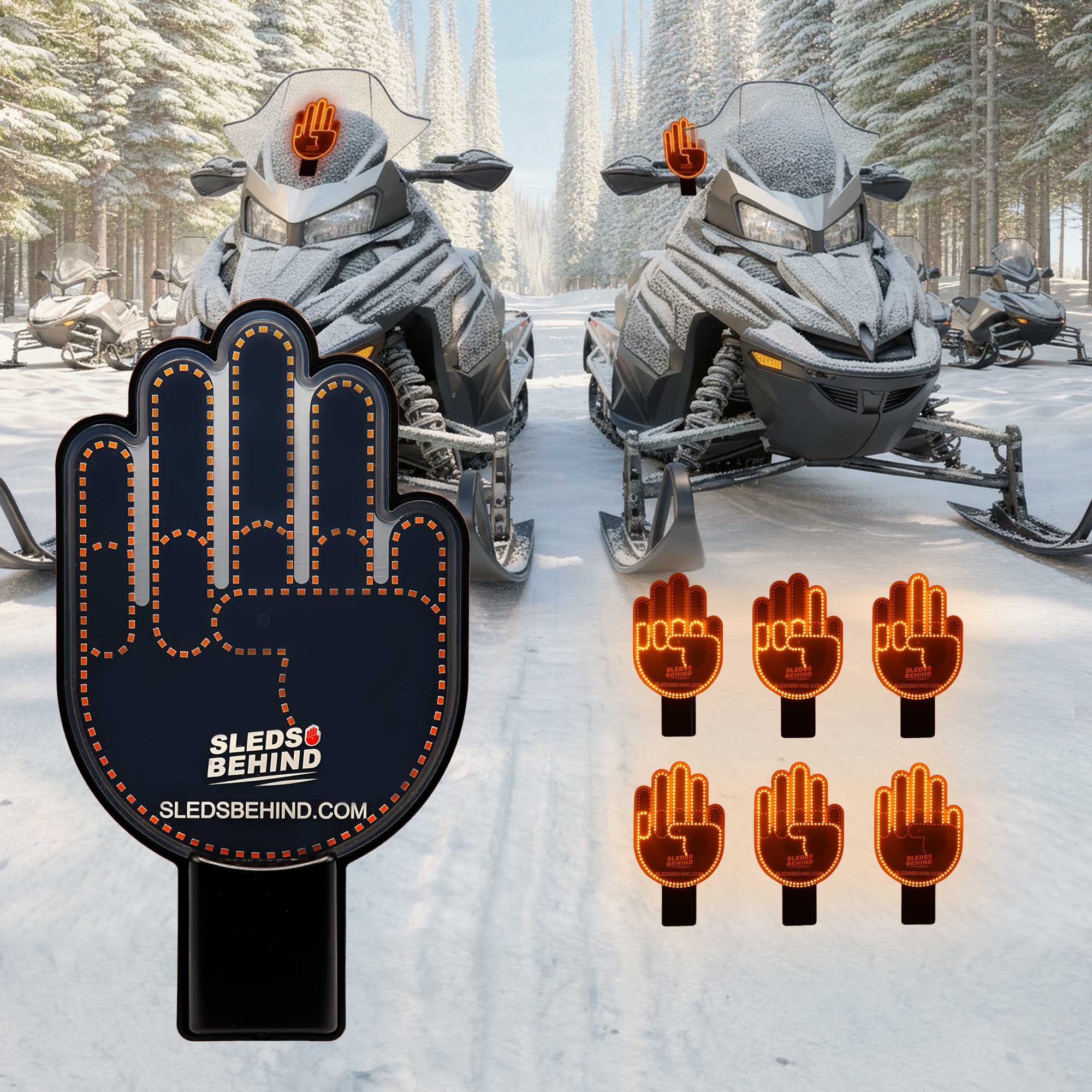 Gesture One on snowmobile at dusk